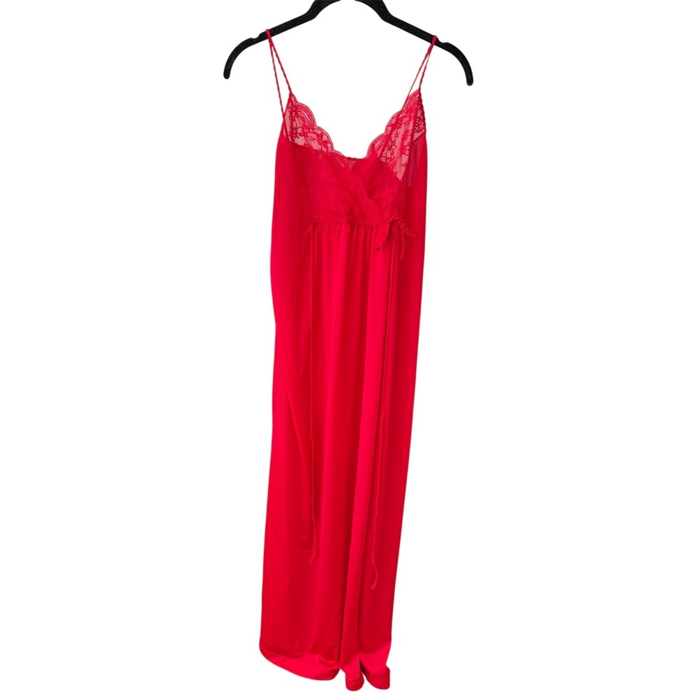 Vintage Gilead‎ Long Babydoll Slip Dress Red Night Gown Chemise 70's  Sz Small